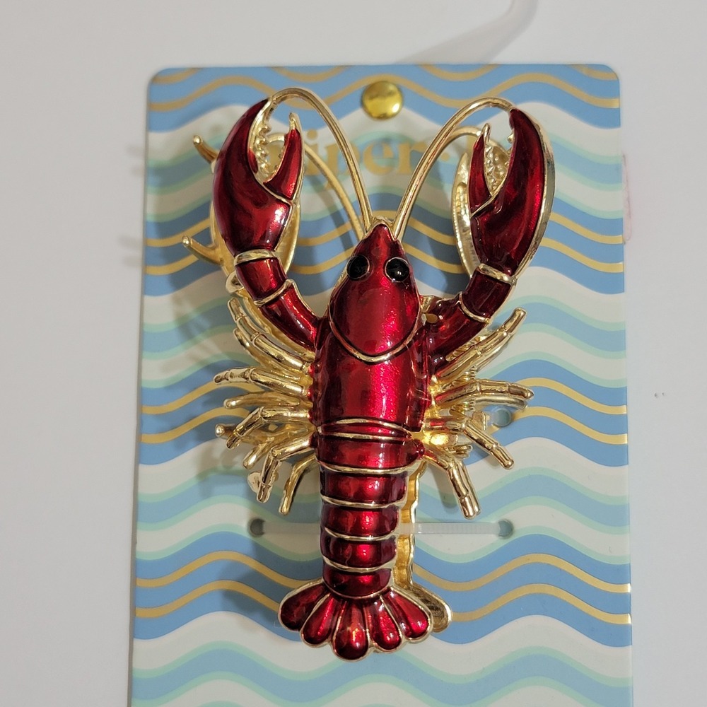 Piper K‎ Red Lobster Gold Tone Metallic Hair Claw Clip Nautical Beach Sealife